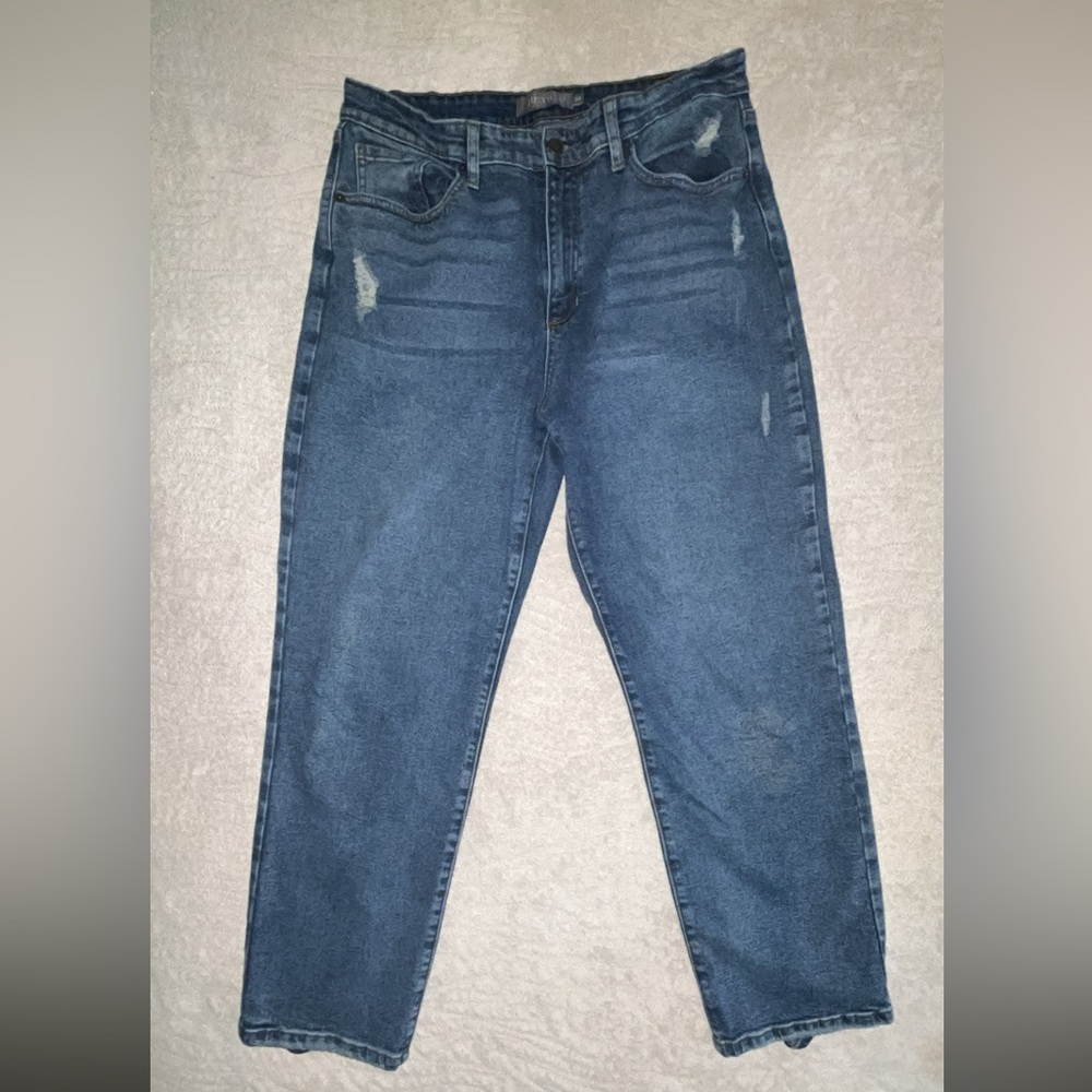 JustUSA Distressed High Rise Wide Leg Denim Jeans